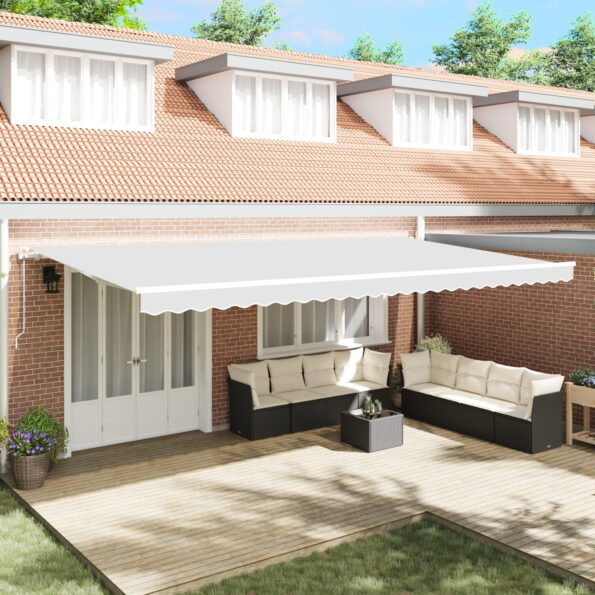 3331647_1.jpg Automatická vysúvacia markíza vidaXL Biela 600x300 cm, Náhradná látka markízy vidaXL pre rám 6x3 m Biela – Obrázok 1