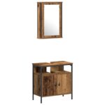 vidaXL 3-dielna sada kúpeľňového nábytku Staré drevo – Obrázok 6