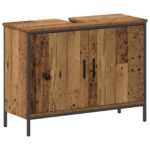 vidaXL 4-dielna súprava nábytku do kúpeľne Staré drevo – Obrázok 7