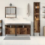 vidaXL Kúpeľňová skriňa pod umývadlo so vstavaným umývadlom - Staré drevo – Obrázok 4