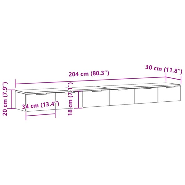vidaXL Nástenné skrinky 2 ks Čierny dub 102x30x20 cm Kompozitné drevo – Obrázok 11