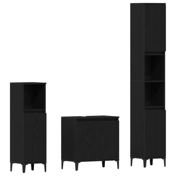 vidaXL 3-dielny kúpeľňový nábytok Čierny dub Inžinierske drevo – Obrázok 2