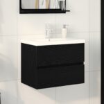 Umývadlová skriňa vidaXL s integrovaným umývadlom Čierna dubová z MDF, Umývadlová skriňa vidaXL Čierna dubová 60x38,5x45 cm z MDF