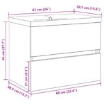 Umývadlová skriňa vidaXL s integrovaným umývadlom Čierna dubová z MDF, Umývadlová skriňa vidaXL Čierna dubová 60x38,5x45 cm z MDF – Obrázok 10