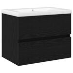 Umývadlová skriňa vidaXL s integrovaným umývadlom Čierna dubová z MDF, Umývadlová skriňa vidaXL Čierna dubová 60x38,5x45 cm z MDF – Obrázok 2
