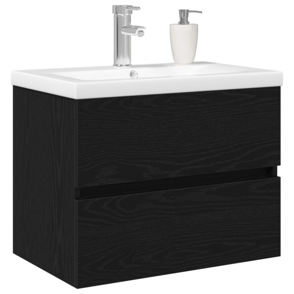 3333148_3.jpg Umývadlová skriňa vidaXL s integrovaným umývadlom Čierna dubová z MDF, Umývadlová skriňa vidaXL Čierna dubová 60x38,5x45 cm z MDF – Obrázok 3