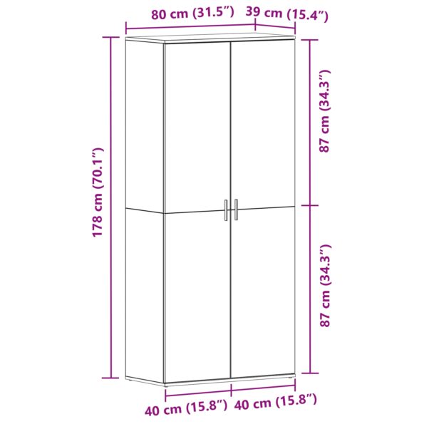 vidaXL Skrinka na topánky Betónová šedá 80x39x180 cm Zpevnené drevo – Obrázok 11