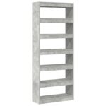 vidaXL Betónovo šedá knižnica Betónovo šedá Inžinierske drevo – Obrázok 7