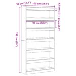 vidaXL Hnedá knižnica Hnedá Drevotrieska 100 x 30 x 198 cm – Obrázok 9