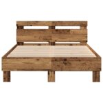vidaXL Rám postele z inžinierovaného dreva Staré drevo 135 x 190 cm Odolný – Obrázok 6