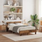 vidaXL Rám postele z kompozitného dreva Staré drevo Kompozitné drevo