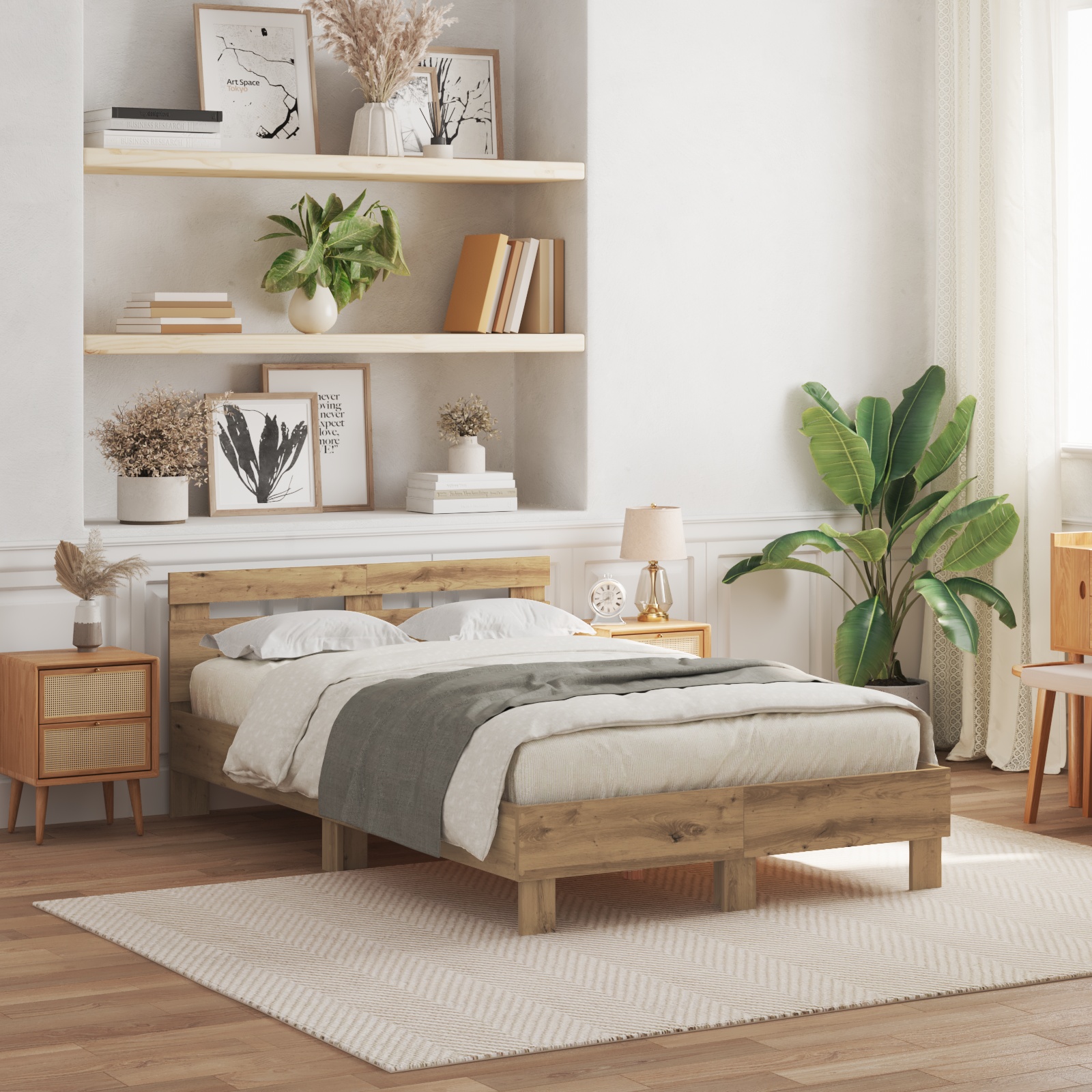 3333958_1.jpg vidaXL Rám postele z dubu Remeselný dub Kompozitné drevo 120 x 190 cm – Obrázok 1