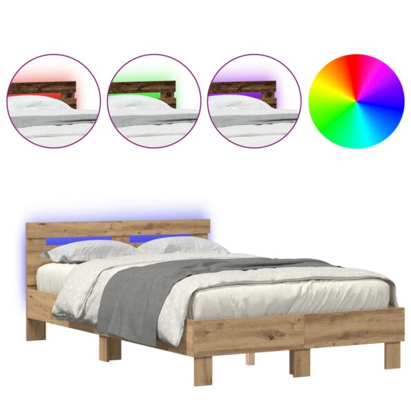 vidaXL Rám postele z dubu Remeselný dub Kompozitné drevo 120 x 190 cm – Obrázok 4