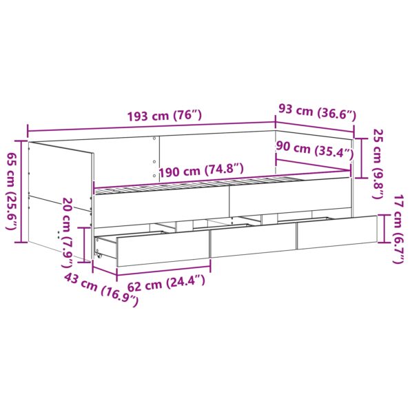 vidaXL Ležadlo Staré drevo Inžinierske drevo 90 x 190 cm Pevné – Obrázok 13