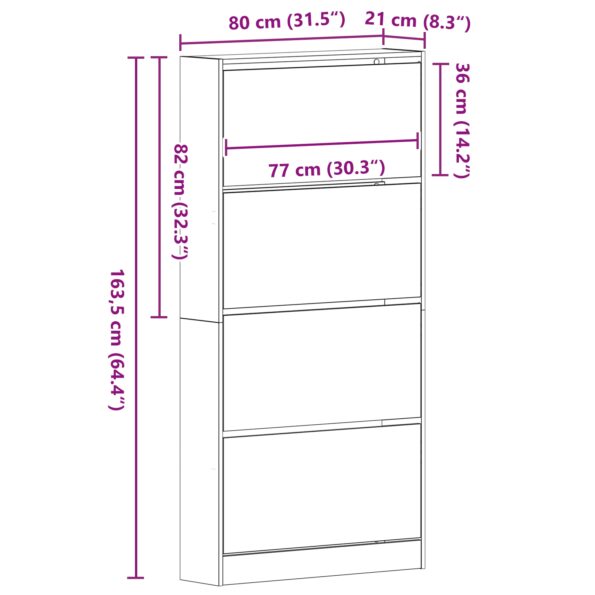 vidaXL Skriňa na topánky Čierny drevený dekor Inžinierske drevo – Obrázok 10