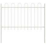 vidaXL Záhradný plot s hoop vrcholom, biela, 5,1x0,8 m, oceľ – Obrázok 4