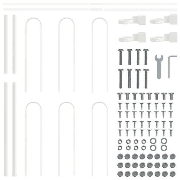 vidaXL Záhradný plot s hoop vrcholom, biela, 5,1x0,8 m, oceľ – Obrázok 5