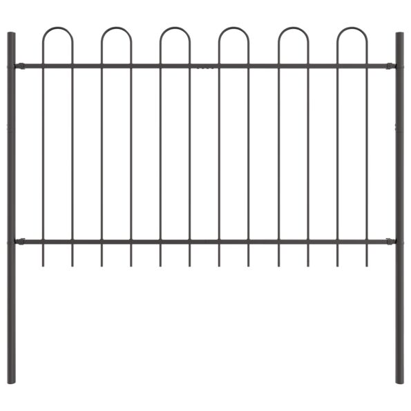 vidaXL Záhradný plot s oblúkovým vrchom, šedý, 6,8 x 0,8 m, oceľ – Obrázok 4