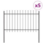 vidaXL Záhradný plot 5 pcs Sivá 8,5 x 0,8 m Práškovaná oceľ – Obrázok 2
