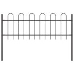 vidaXL Záhradný plot s oblúkovým vrchom, sivý, 8,5x0,6 m, oceľový – Obrázok 4