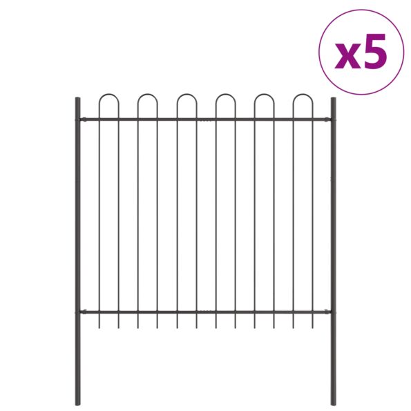 3334097_2.jpg vidaXL Záhradný plot s oblúkovým vrchom, šedý, 8,5x1,5 m, oceľ – Obrázok 2