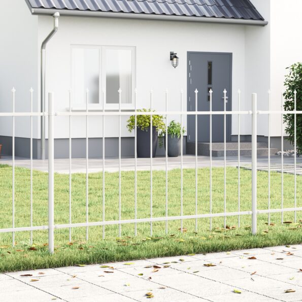 3334100_1.jpg vidaXL Záhradný plot s hrotmi, biela farba, 8,5x1 m, oceľ – Obrázok 1