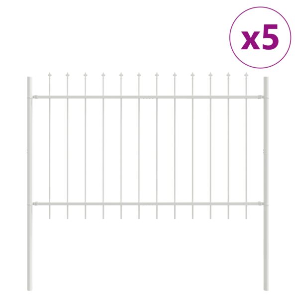 3334100_2.jpg vidaXL Záhradný plot s hrotmi, biela farba, 8,5x1 m, oceľ – Obrázok 2