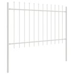 vidaXL Záhradný plot s hrotmi, biela farba, 8,5x1 m, oceľ – Obrázok 3