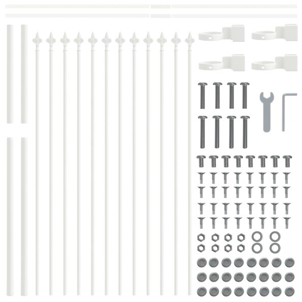 3334100_4.jpg vidaXL Záhradný plot s hrotmi, biela farba, 8,5x1 m, oceľ – Obrázok 4