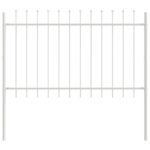 vidaXL Záhradný plot s hrotom, biely, 8,5x1,2 m, oceľ – Obrázok 3