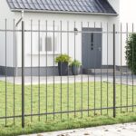 vidaXL Záhradný plot so špicatým vrchom, sivý, 10,2 x 1,5 m, oceľ