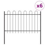 vidaXL Záhradný plot 6 pcs Sivá 10,2 x 0,8 m Práškovaná oceľ – Obrázok 2