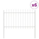 vidaXL Záhradný plot 6 pcs Biela 10,2 x 1 m Práškovaná oceľ – Obrázok 2