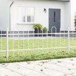 vidaXL Záhradný plot s hoop vrcholom Biela 10,2x0,6 m Oceľ