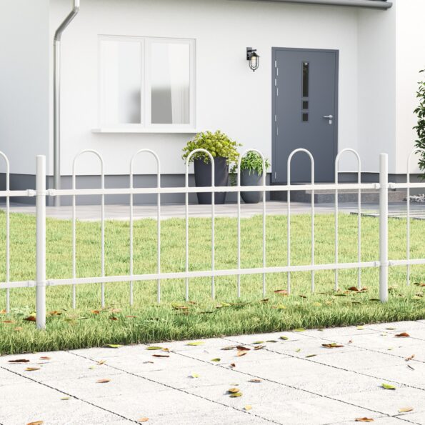3334123_1.jpg vidaXL Záhradný plot s hoop vrcholom Biela 10,2x0,6 m Oceľ – Obrázok 1