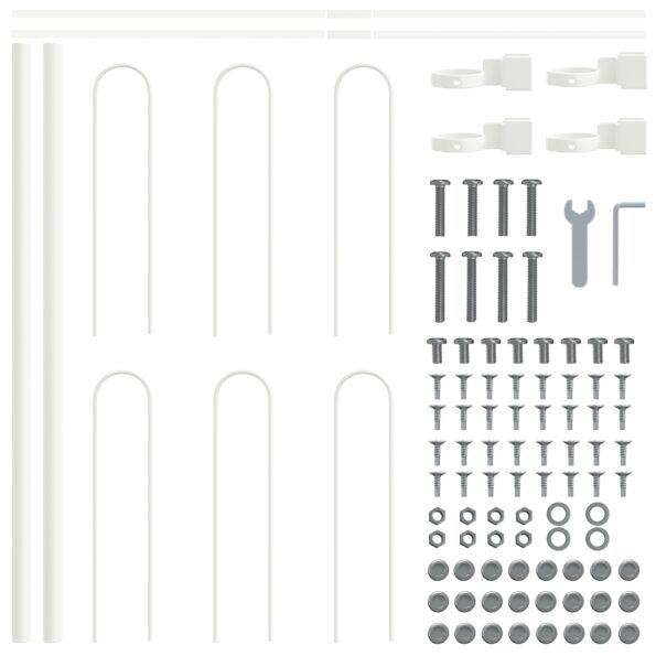 3334123_5.jpg vidaXL Záhradný plot s hoop vrcholom Biela 10,2x0,6 m Oceľ – Obrázok 5