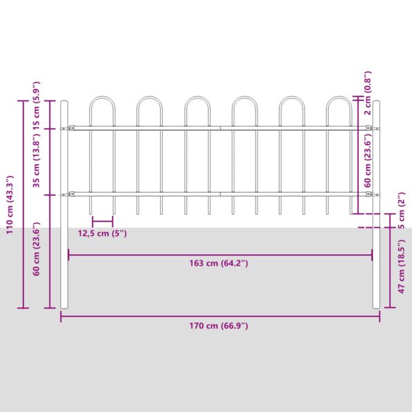 3334123_7.jpg vidaXL Záhradný plot s hoop vrcholom Biela 10,2x0,6 m Oceľ – Obrázok 7