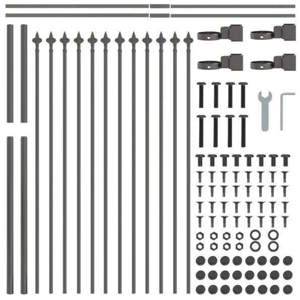 3334130_5.jpg vidaXL Záhradný plot s hrotmi Šedý 11,9x1 m Oceľ – Obrázok 5