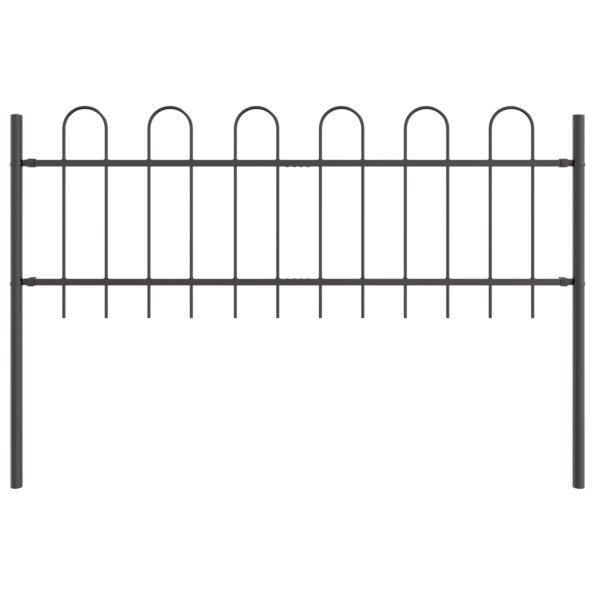 vidaXL Záhradný plot s oblúkovým vrcholom, šedý, 11,9x0,6 m, oceľ – Obrázok 4