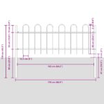 vidaXL Záhradný plot s oblúkovým vrcholom, šedý, 11,9x0,6 m, oceľ – Obrázok 7