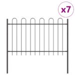 vidaXL Záhradný plot s oblúkovým vrchom, šedý, 11,9x1 m, oceľ – Obrázok 2