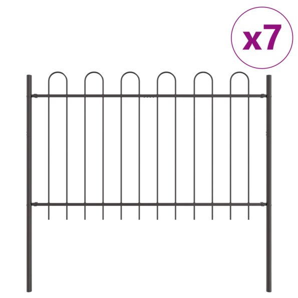 3334135_2.jpg vidaXL Záhradný plot s oblúkovým vrchom, šedý, 11,9x1 m, oceľ – Obrázok 2