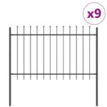 vidaXL Záhradný plot 9 pcs Sivá 15,3 x 1,2 m Práškovaná oceľ – Obrázok 2