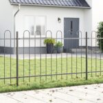 vidaXL Záhradný plot s okrúhlym vrcholom Šedý 15,3x1 m Oceľ