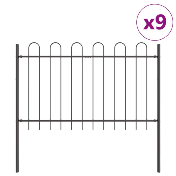 3334175_2.jpg vidaXL Záhradný plot s okrúhlym vrcholom Šedý 15,3x1 m Oceľ – Obrázok 2