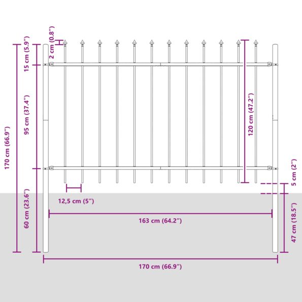 3334181_7.jpg vidaXL Záhradný plot s hrotmi Biele 15,3x1,2 m Oceľ – Obrázok 7