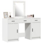 vidaXL 3-dielna súprava toaletného stolíka s LED bieleho kompozitného dreva – Obrázok 3