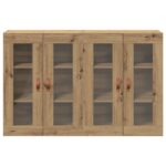 vidaXL Nástenná skrinka Sada 2 Remeselný dub Dubový masív – Obrázok 6