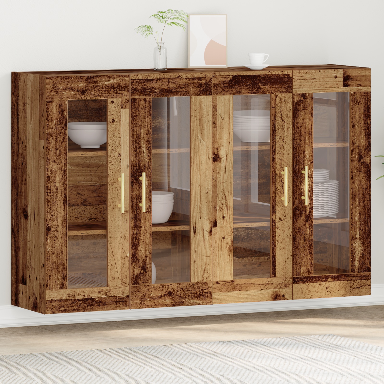 3334305_1.jpg vidaXL Nástenné skrinky 2 pcs Staré drevo 69,5 x 34 x 90 cm – Obrázok 1