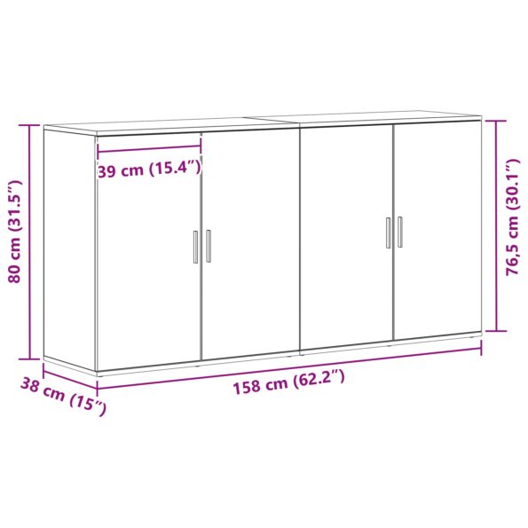 3334310_10.jpg vidaXL Komody 2 ks Čierna Dub 79x38x80 cm Kompozitné drevo – Obrázok 10